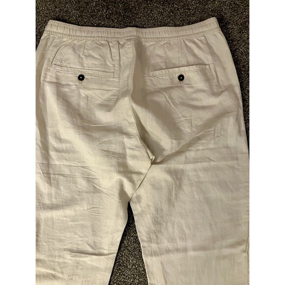 NWT H&M Natural Linen Pants Women's Beige Elastic Waist Pockets Size Medium - Picture 5 of 5
